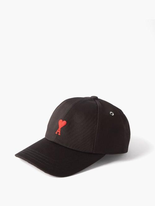 Ami - Ami De Caur-embroidered Cotton Cap - Mens - Black