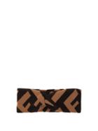 Matchesfashion.com Fendi - Ff Logo Jacquard Knit Headband - Womens - Brown