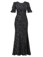 Matchesfashion.com Saloni - Annie Floral Jacquard Silk Blend Dress - Womens - Black