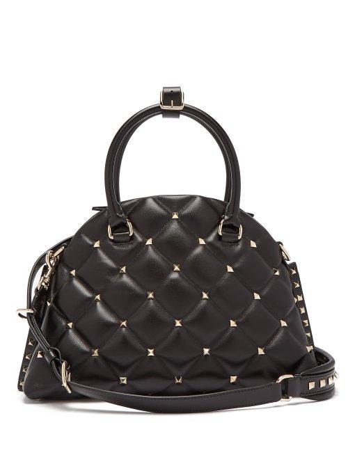 Matchesfashion.com Valentino - Candystud Quilted Leather Dome Bag - Womens - Black