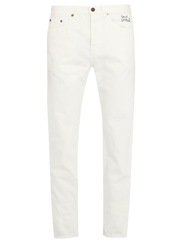 Saint Laurent Logo-embroidered Slim-leg Jeans