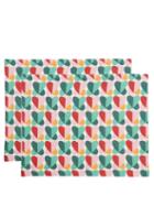 La Doublej - Set Of Two Farfalle Ring-print Linen Placemats - Womens - Multi