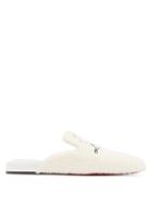 Christian Louboutin - Coolito Shearling Backless Loafers - Womens - White