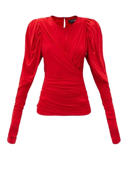 Matchesfashion.com Isabel Marant - Gimli Draped Gathered Jersey Top - Womens - Red