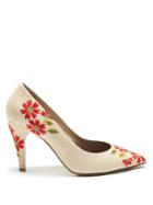 Loewe Floral-embroidered Leather Pumps