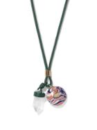 Chlo - Jemma Rock Crystal & Leather Necklace - Womens - Green Multi