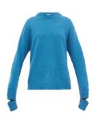 Matchesfashion.com Tibi - Slit Cuff Alpaca Blend Sweater - Womens - Blue