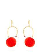 Matchesfashion.com Marni - Origami And Strass Pistil Earrings - Womens - Red