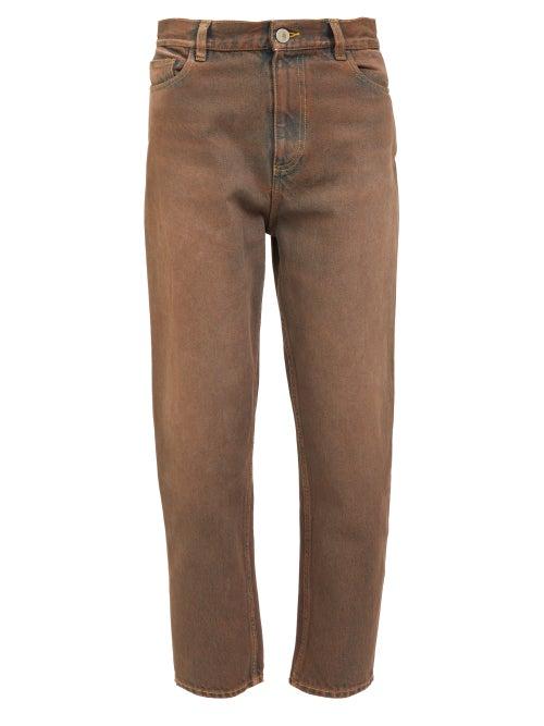 Matchesfashion.com The Attico - High-rise Cotton Curved-leg Jeans - Womens - Brown