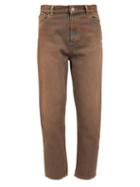 Matchesfashion.com The Attico - High-rise Cotton Curved-leg Jeans - Womens - Brown