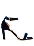 Matchesfashion.com Rupert Sanderson - Barri Block Heel Velvet Sandals - Womens - Navy