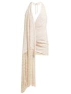 Matchesfashion.com Jacquemus - Valoria Halterneck Fringed Tweed Dress - Womens - Beige