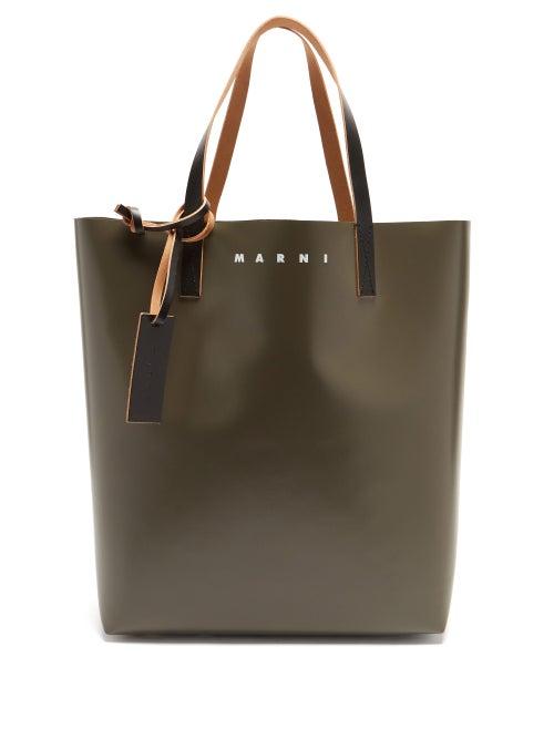 Matchesfashion.com Marni - North South Striped Pvc And Leather Tote Bag - Mens - Black Red