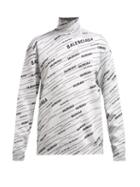 Matchesfashion.com Balenciaga - Logo Jacquard Wool Blend Sweater - Womens - White Black