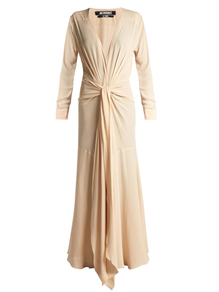 Jacquemus Viavelez Knotted Crepe Maxi Dress