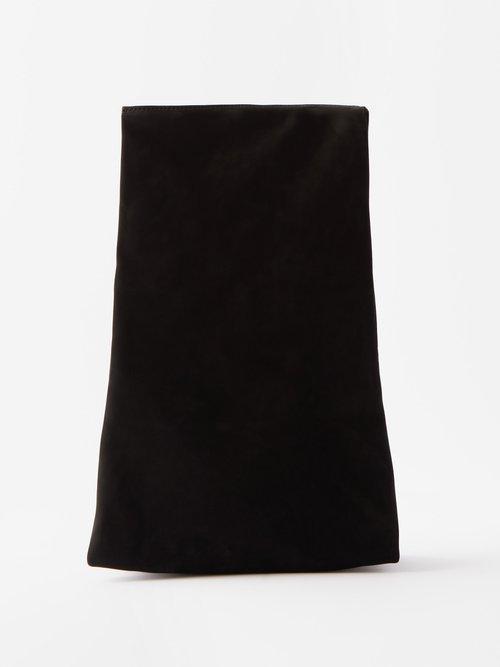 The Row - Glove Small Suede Clutch Bag - Womens - Black