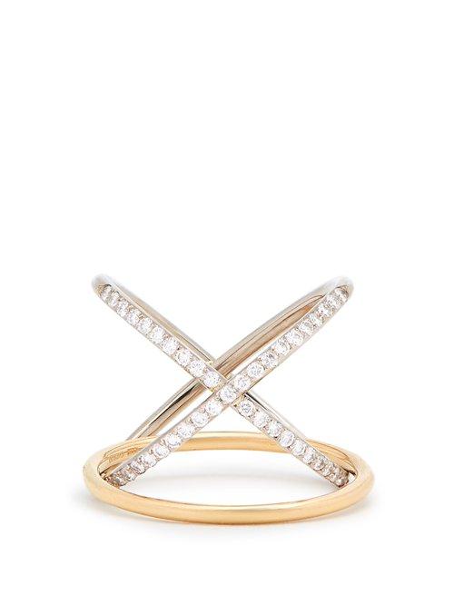 Matchesfashion.com Charlotte Chesnais Fine Jewellery - Xo Diamond & Gold Ring - Womens - Gold