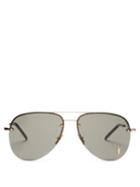 Matchesfashion.com Saint Laurent - Aviator Metal Sunglasses - Womens - Gold