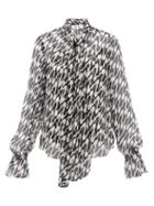 Matchesfashion.com Diane Von Furstenberg - Tina Geometric Print Silk Chiffon Blouse - Womens - Black White
