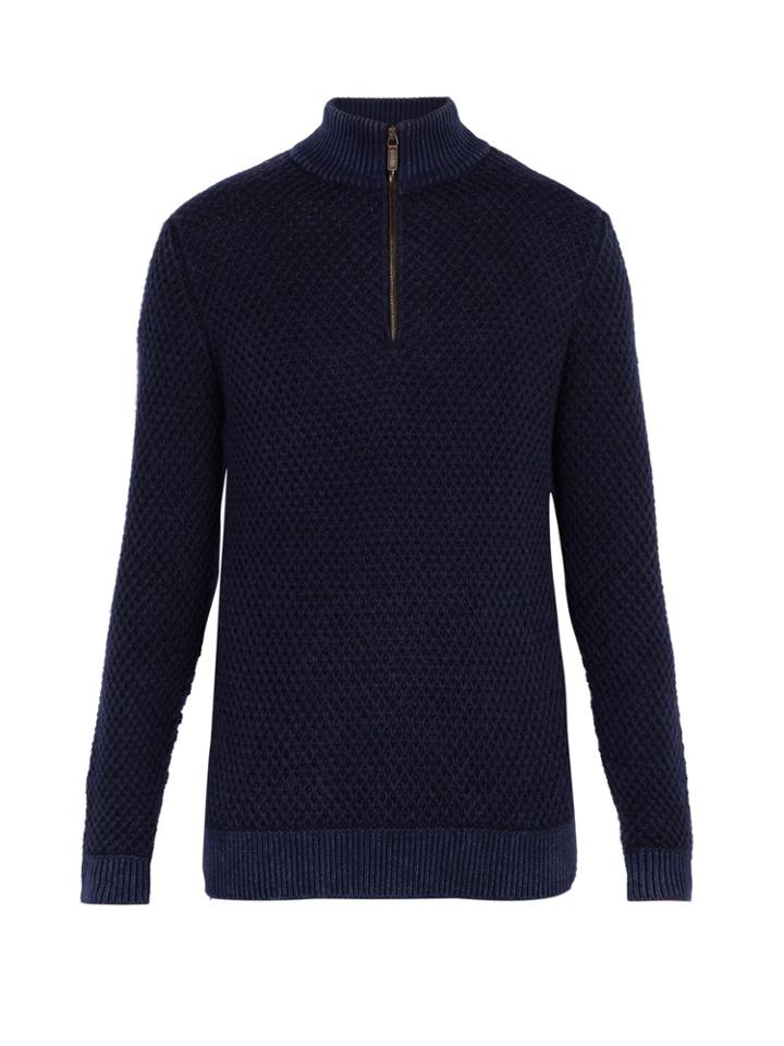 Iris Von Arnim Kolumbus Half-zip Stonewashed Cashmere Sweater