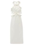 Matchesfashion.com Zimmermann - Lovestruck Halterneck Flounced Canvas Dress - Womens - White