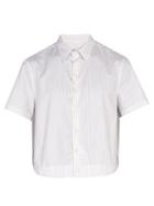 Matchesfashion.com Raf Simons - Cropped Striped Cotton Poplin Shirt - Mens - White