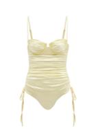 Matchesfashion.com Isa Boulder - Nina Ruched Metallic Swimsuit - Womens - Gold