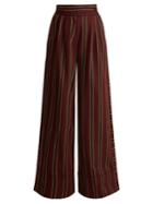 Palmer/harding Striped Cotton-twill Wide-leg Trousers