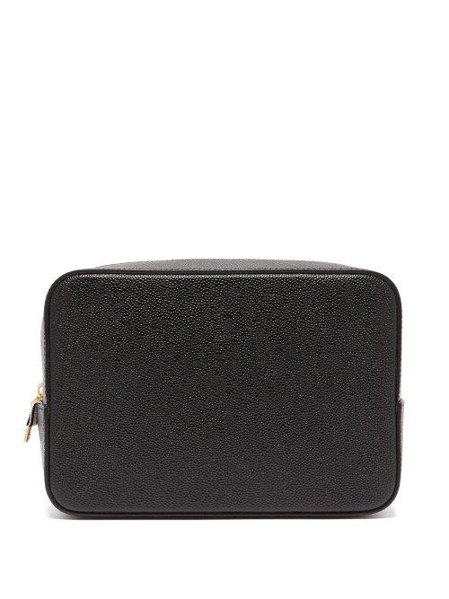 Matchesfashion.com Thom Browne - Grained Leather Wash Bag - Mens - Black