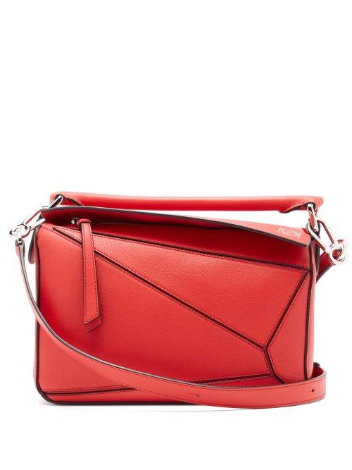 Matchesfashion.com Loewe - Puzzle Small Grained Leather Cross Body Bag - Womens - Red