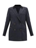 Matchesfashion.com Blaz Milano - Noa Everyday Checked Double-breasted Jacket - Womens - Navy