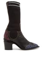 Matchesfashion.com Fendi - Contrast Panel Leather Boots - Womens - Black Multi