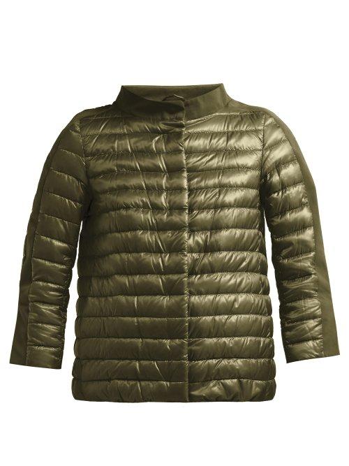 Matchesfashion.com Herno - Quilted Down Filled Boat Neck Jacket - Womens - Green