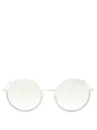 Matchesfashion.com Miu Miu - Crystal Embellished Round Metal Sunglasses - Womens - White