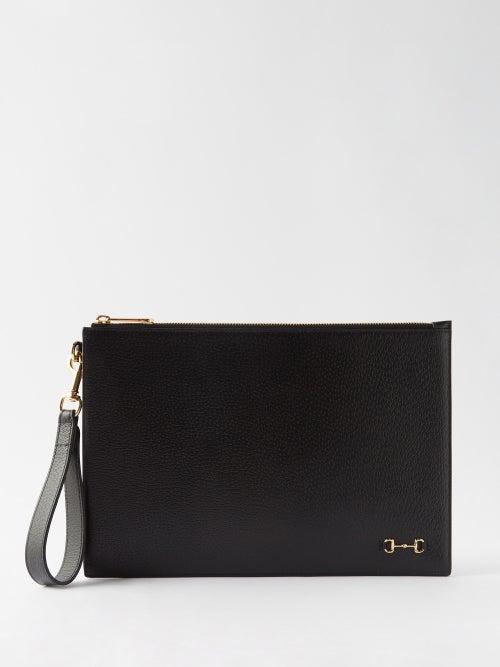 Gucci - Horsebit Leather Pouch - Mens - Black
