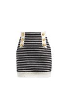 Matchesfashion.com Balmain - Striped Tweed Mini Skirt - Womens - Black White
