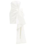 Matchesfashion.com Carolina Herrera - Draped Bandeau Silk-faille Mini Dress - Womens - Ivory