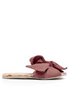Brother Vellies Burkina Checked-bow Leather Slides