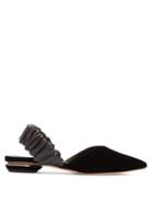 Matchesfashion.com Nicholas Kirkwood - Courtney Velvet Slingback Loafers - Womens - Black