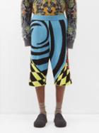 The Elder Statesman - Mystic-appliqu Panelled Cashmere Shorts - Mens - Blue Multi