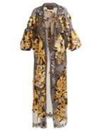 Biyan Floral-embroidered Fil-coup Coat
