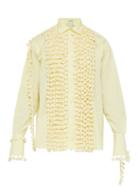 Matchesfashion.com Loewe - Tassel Trimmed Cotton Poplin Shirt - Mens - Yellow