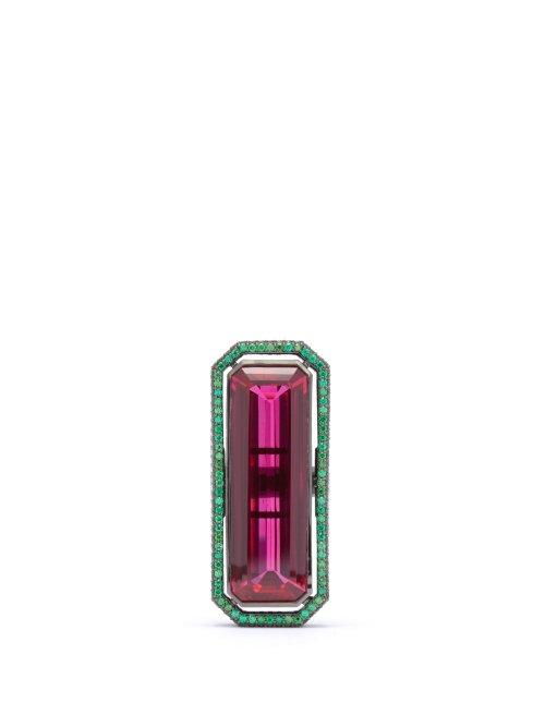 Matchesfashion.com Lynn Ban - Sapphire & Rhodium Plated Ring - Womens - Pink