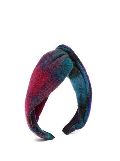 Matchesfashion.com Benot Missolin - Rebecca Knotted Tartan Wool Headband - Womens - Multi
