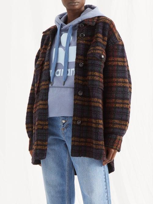 Isabel Marant Toile - Manel Logo-print Jersey Hooded Sweatshirt - Womens - Grey Blue