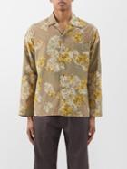 L.e.j - Daffodil-print Cotton-blend Habotai Shirt - Mens - Gold Multi