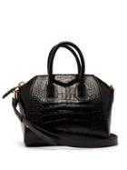 Matchesfashion.com Givenchy - Antigona Mini Lizard Effect Leather Bag - Womens - Black