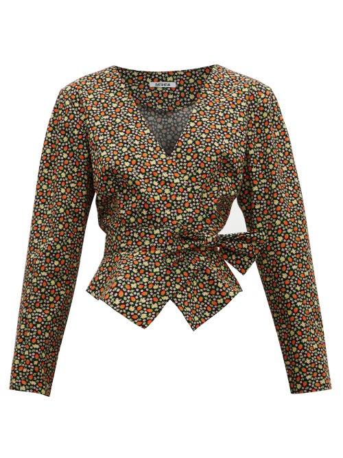 Matchesfashion.com Batsheva - Strawberry Print Cotton Wrap Jacket - Womens - Multi