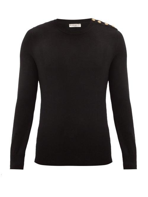 Matchesfashion.com Givenchy - Buttoned-shoulder Cashmere Sweater - Mens - Black