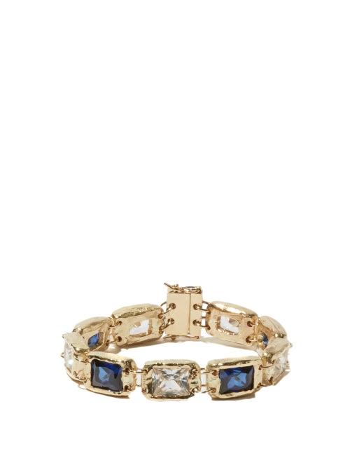 Bleue Burnham - Sapphire & Recycled 9kt Gold Bracelet - Mens - White Gold